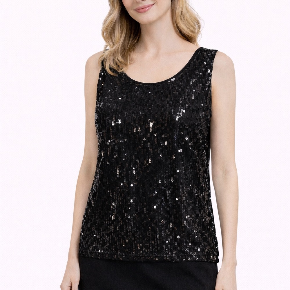 Sequin Black Sleeveless Top